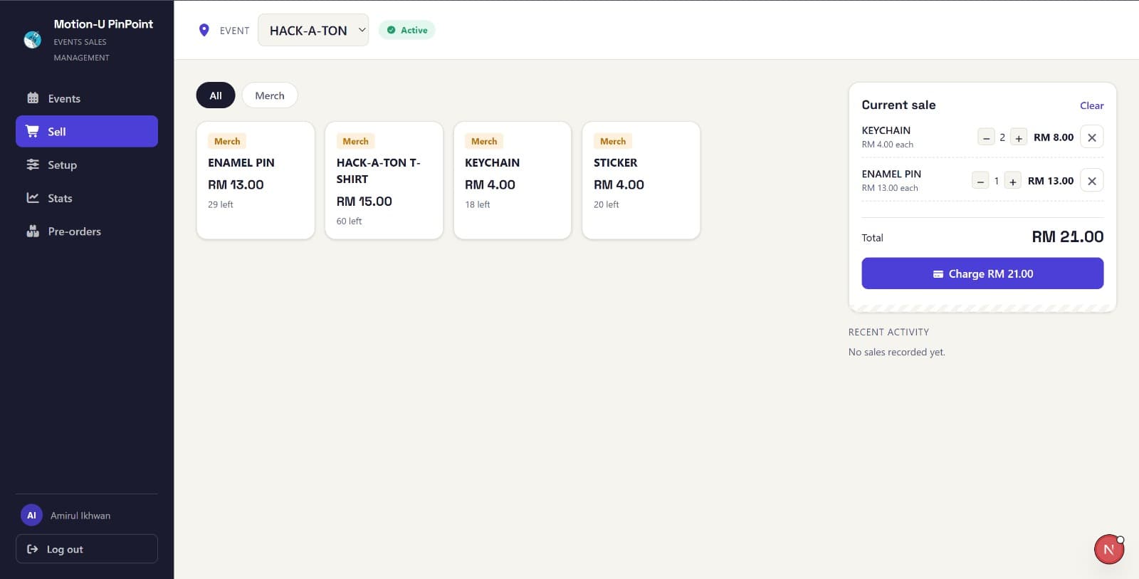 Motion-U PinPoint : Events Sales Management System